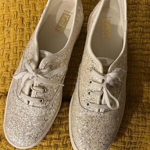 Keds Silver Glitter Platform Sneakers - 7.5